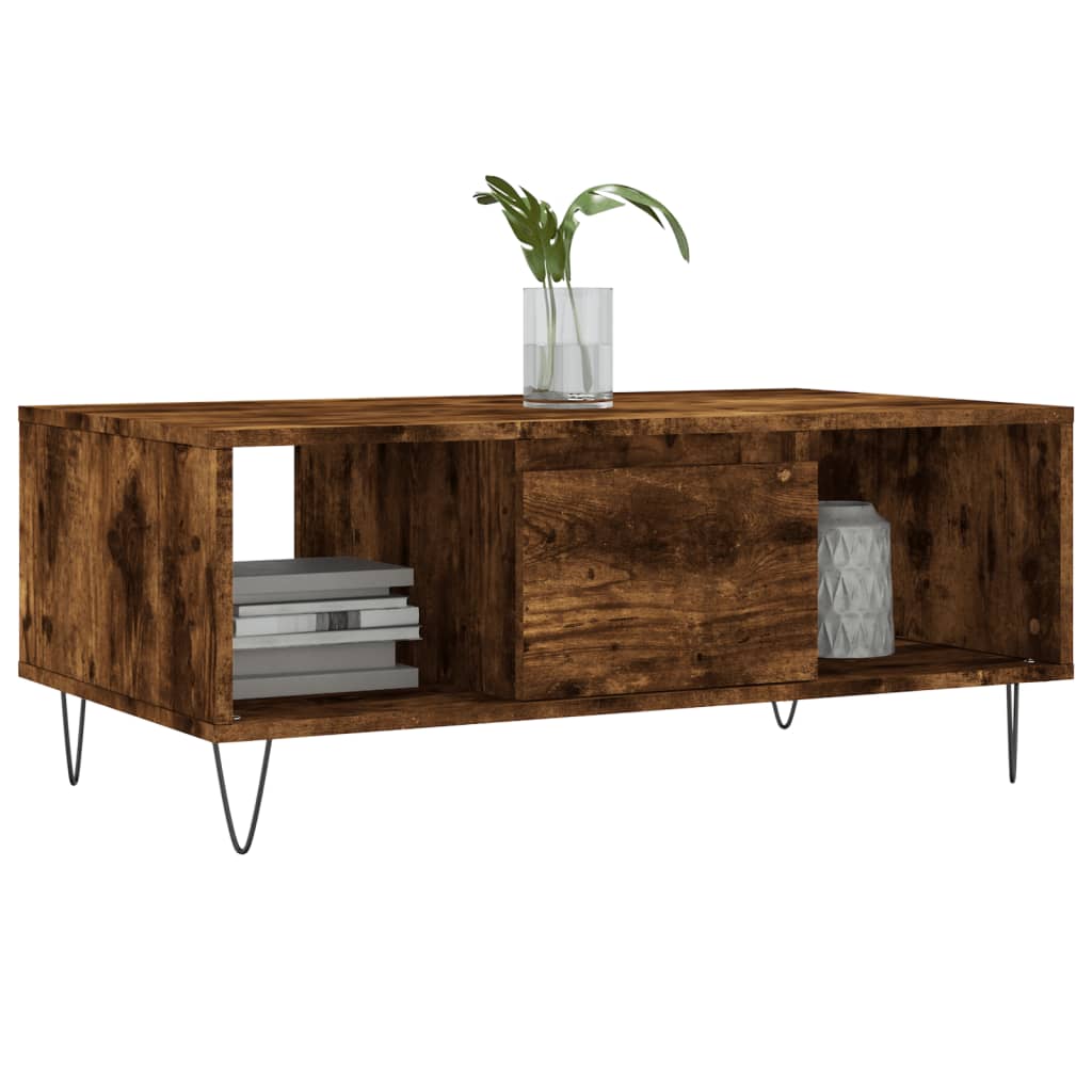 Coffee table, smoked oak, 90x50x36.5 cm, processed wood