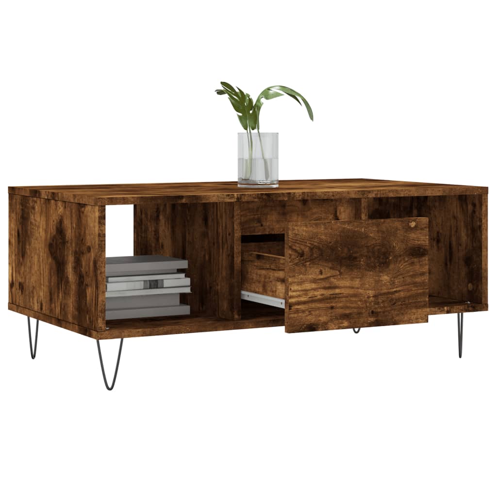 Coffee table, smoked oak, 90x50x36.5 cm, processed wood
