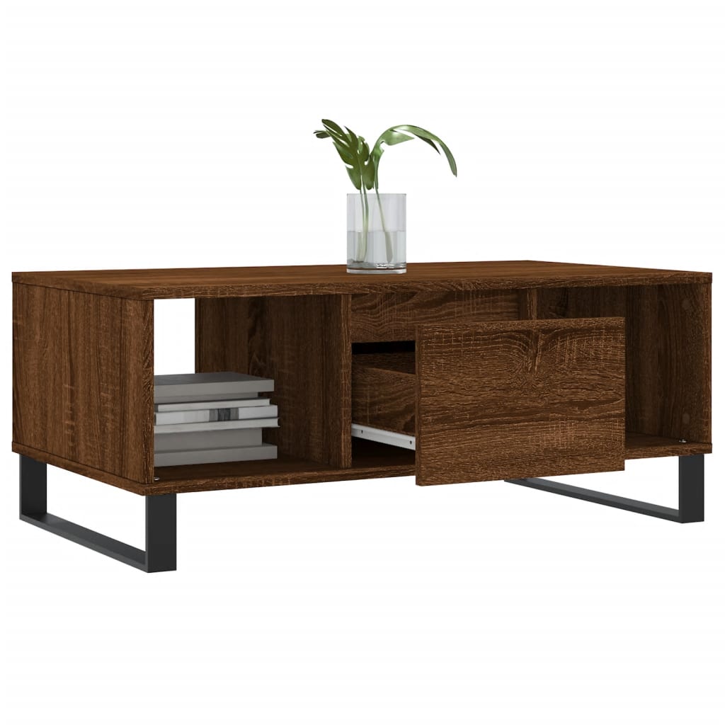 Coffee table, brown oak, 90x50x36.5 cm, processed wood