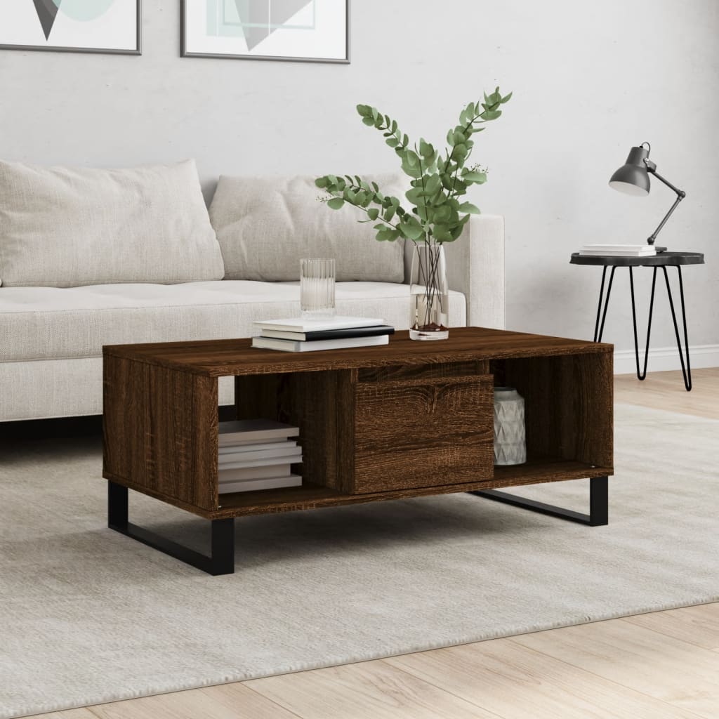 Coffee table, brown oak, 90x50x36.5 cm, processed wood