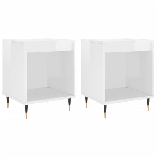 Bedside tables, 2 pcs., extra-glossy white, 40x35x50 cm, composite wood