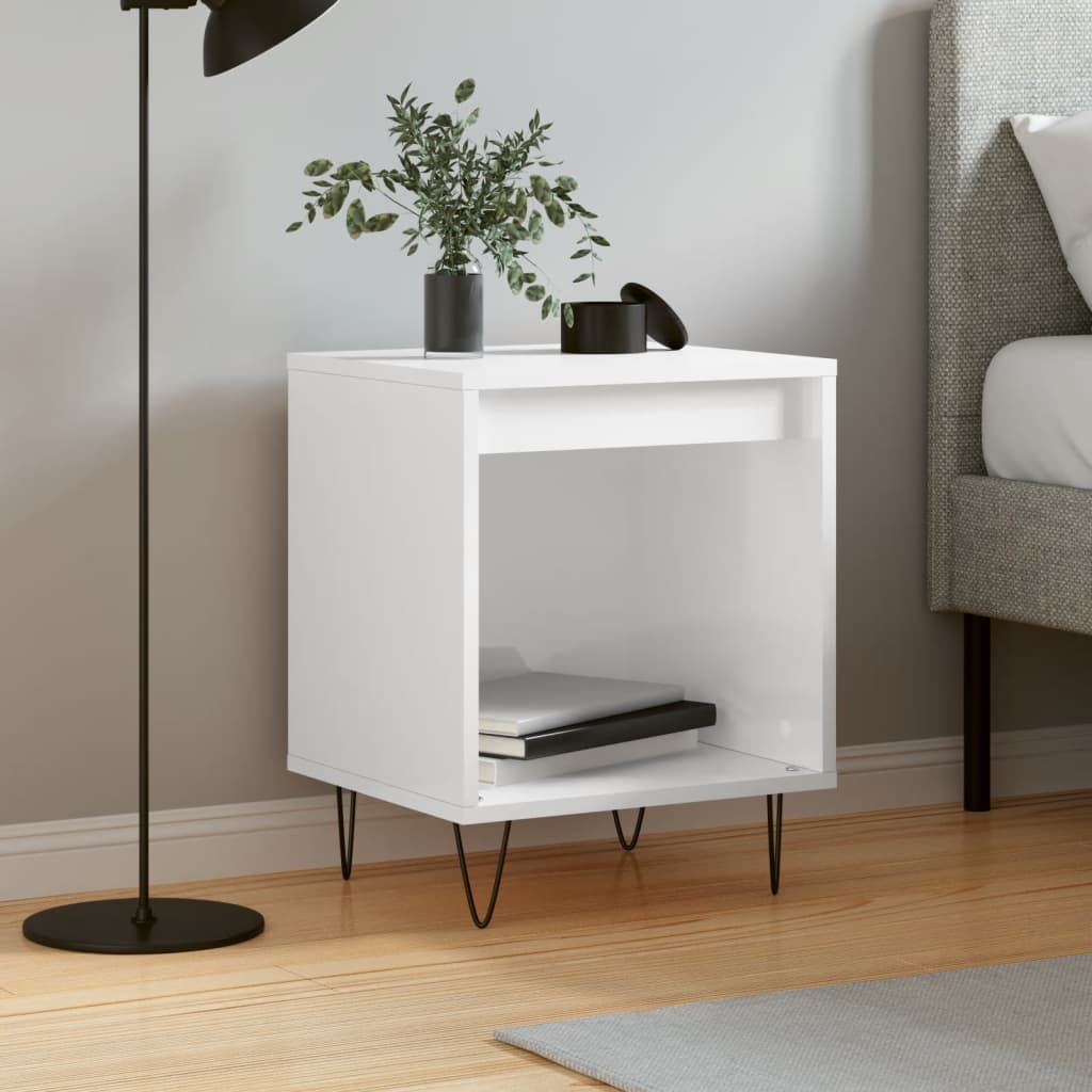 Nightstand, extra-glossy white, 40x35x50 cm, composite wood