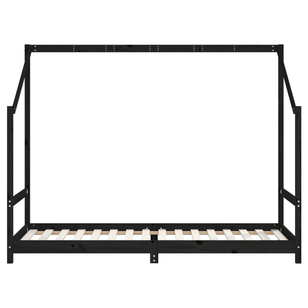 Bed frame for children, black, 80x200 cm, solid pine wood