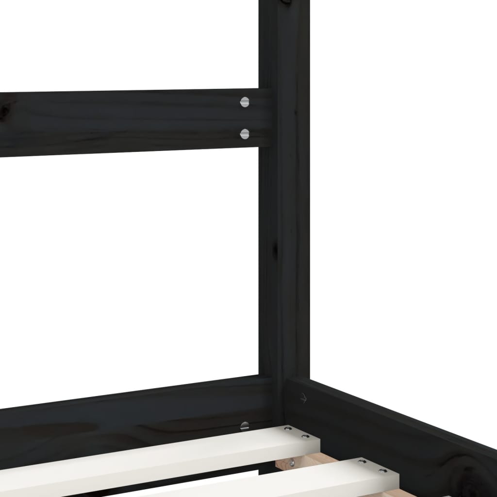 Bed frame for children, black, 80x200 cm, solid pine wood
