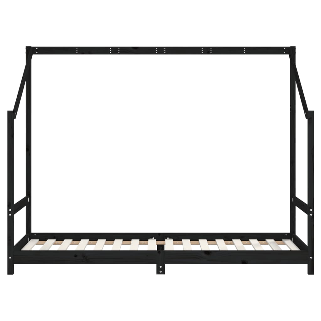 Bed frame for children, black, 90x200 cm, solid pine wood