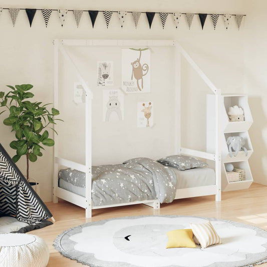 Bed frame for children, white, 70x140 cm, solid pine wood