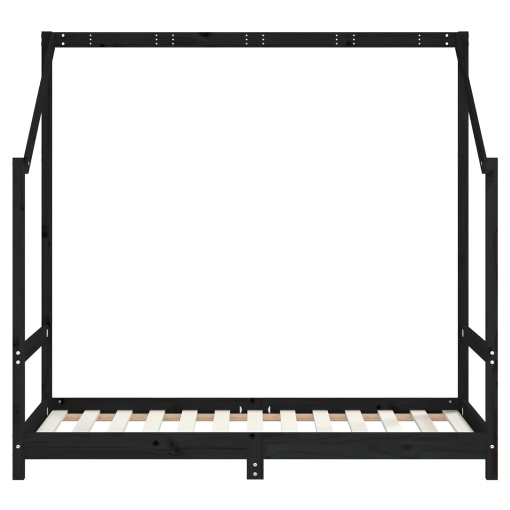 Bed frame for children, black, 80x160 cm, solid pine wood