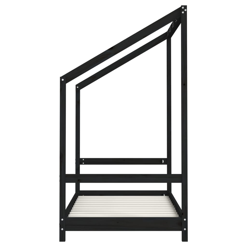 Bed frame for children, black, 80x160 cm, solid pine wood