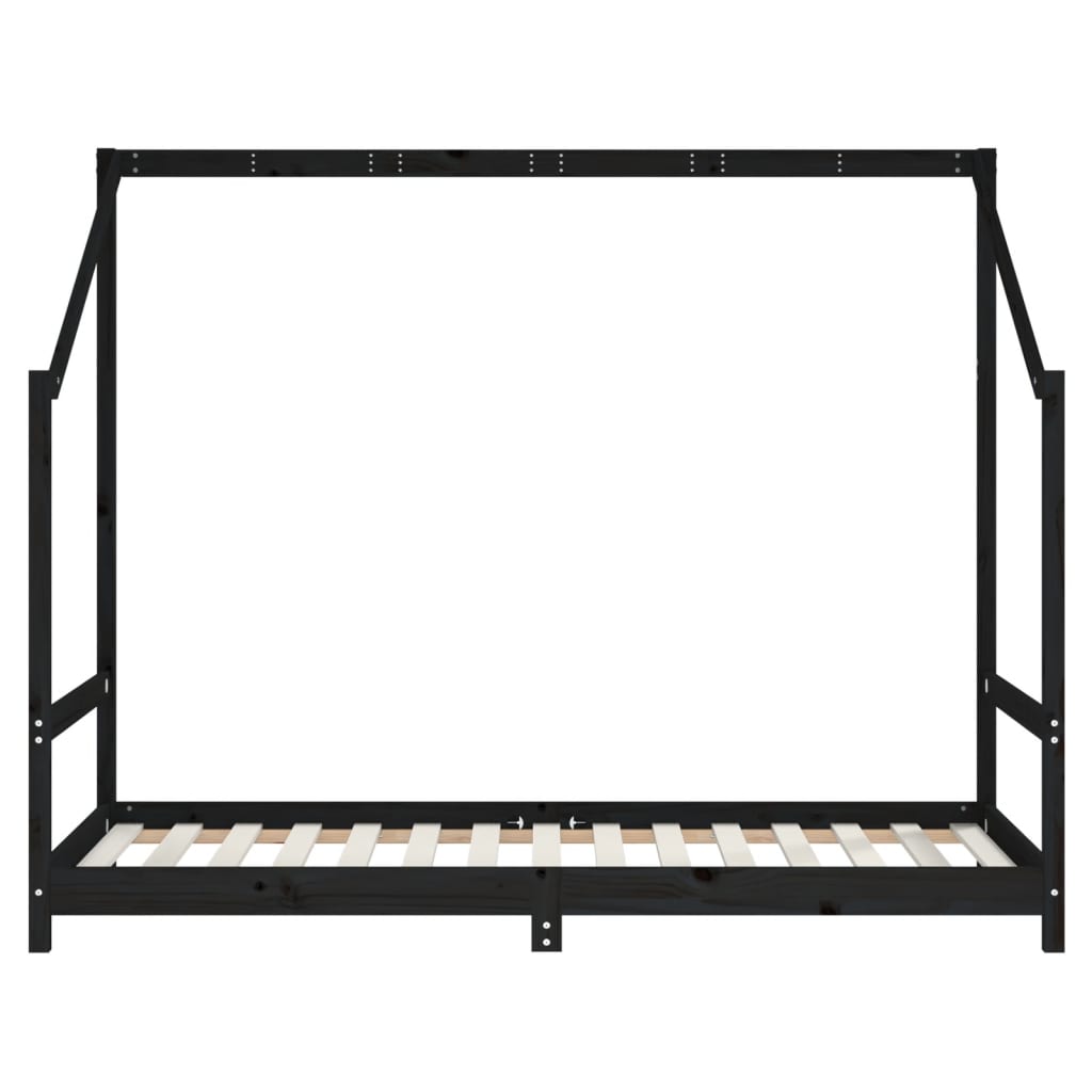 Bed frame for children, black, 90x190 cm, solid pine wood
