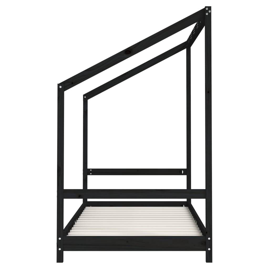 Bed frame for children, black, 90x190 cm, solid pine wood