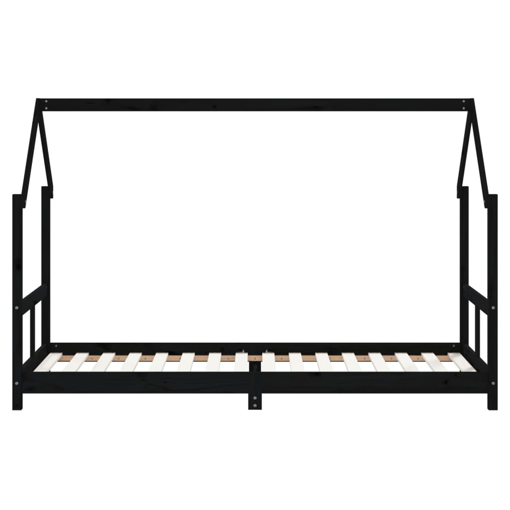 Bed frame for children, black, 80x200 cm, solid pine wood