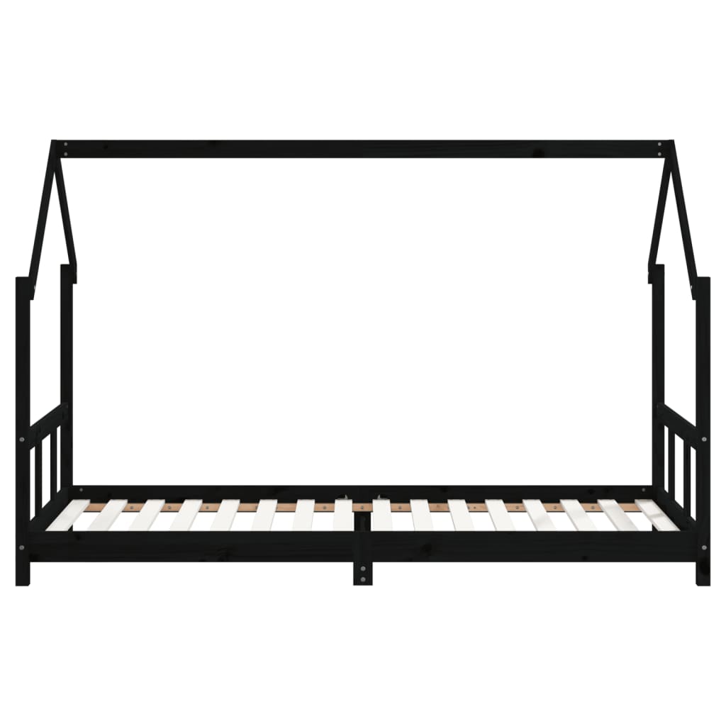 Bed frame for children, black, 90x200 cm, solid pine wood