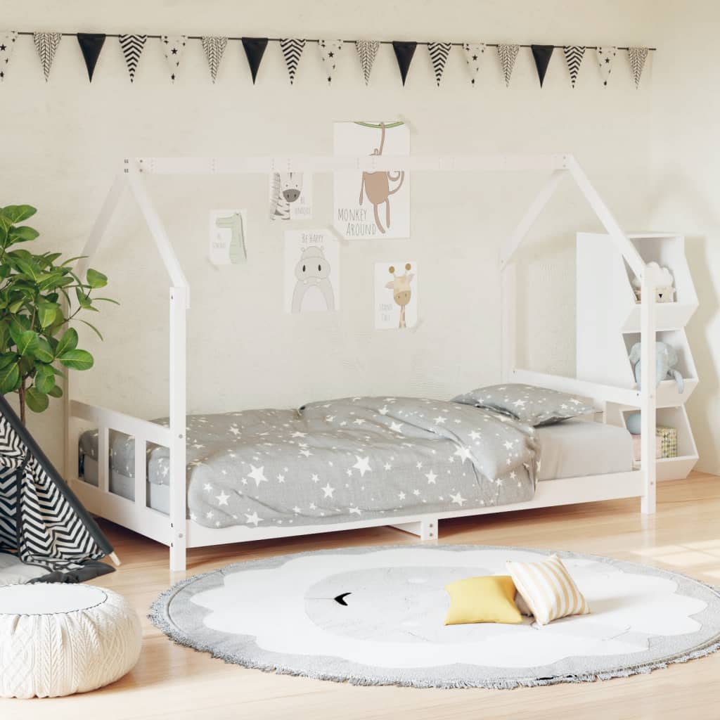 Bed frame for children, white, 90x190 cm, solid pine wood