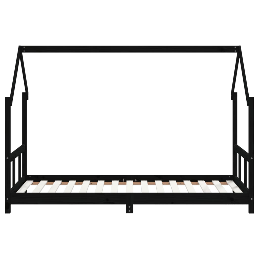 Bed frame for children, black, 90x190 cm, solid pine wood