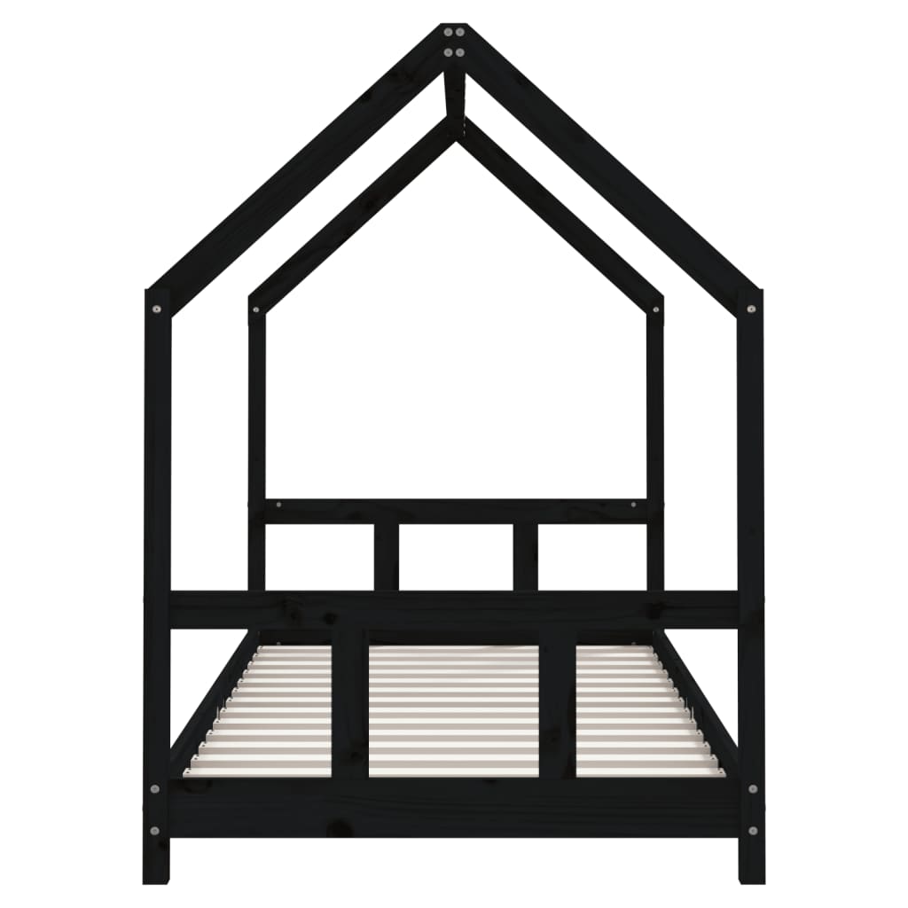 Bed frame for children, black, 90x190 cm, solid pine wood