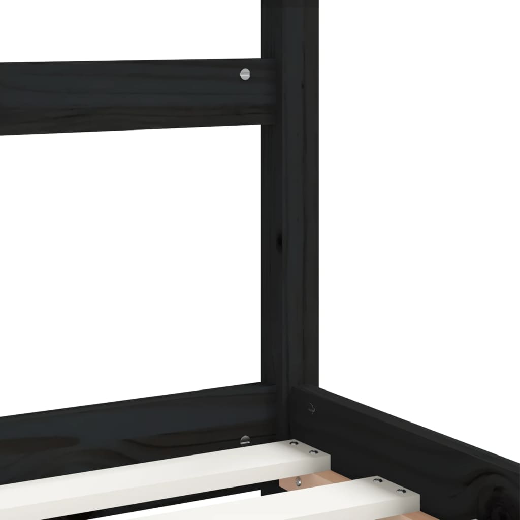Bed frame for children, black, 90x190 cm, solid pine wood