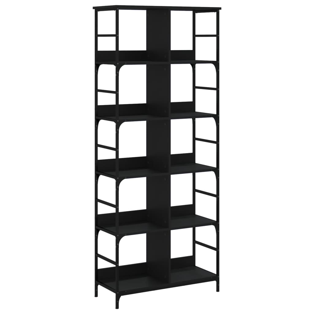 Bibliotecă, negru, 78,5x33x188,5 cm, lemn prelucrat