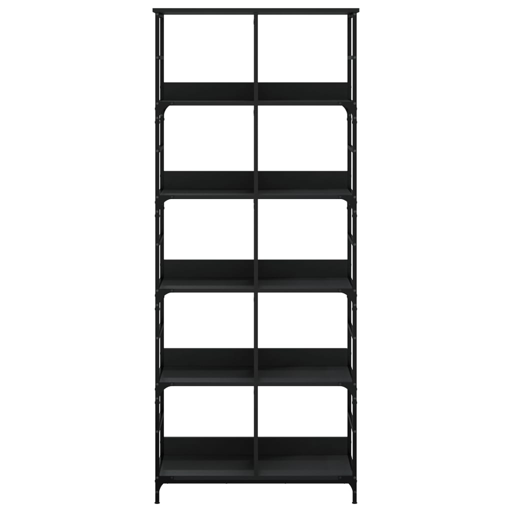 Bibliotecă, negru, 78,5x33x188,5 cm, lemn prelucrat