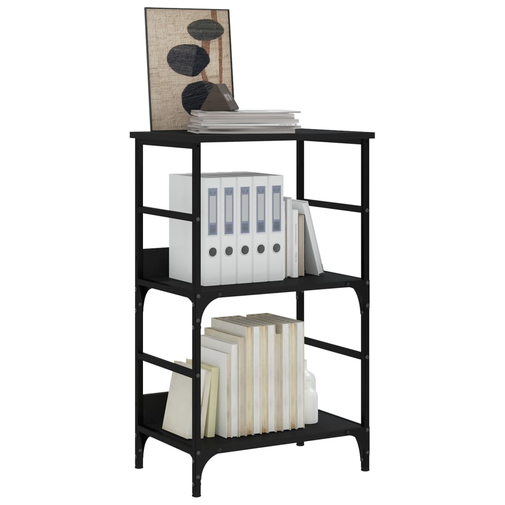 Bibliotecă, negru, 50x33x82 cm, lemn prelucrat