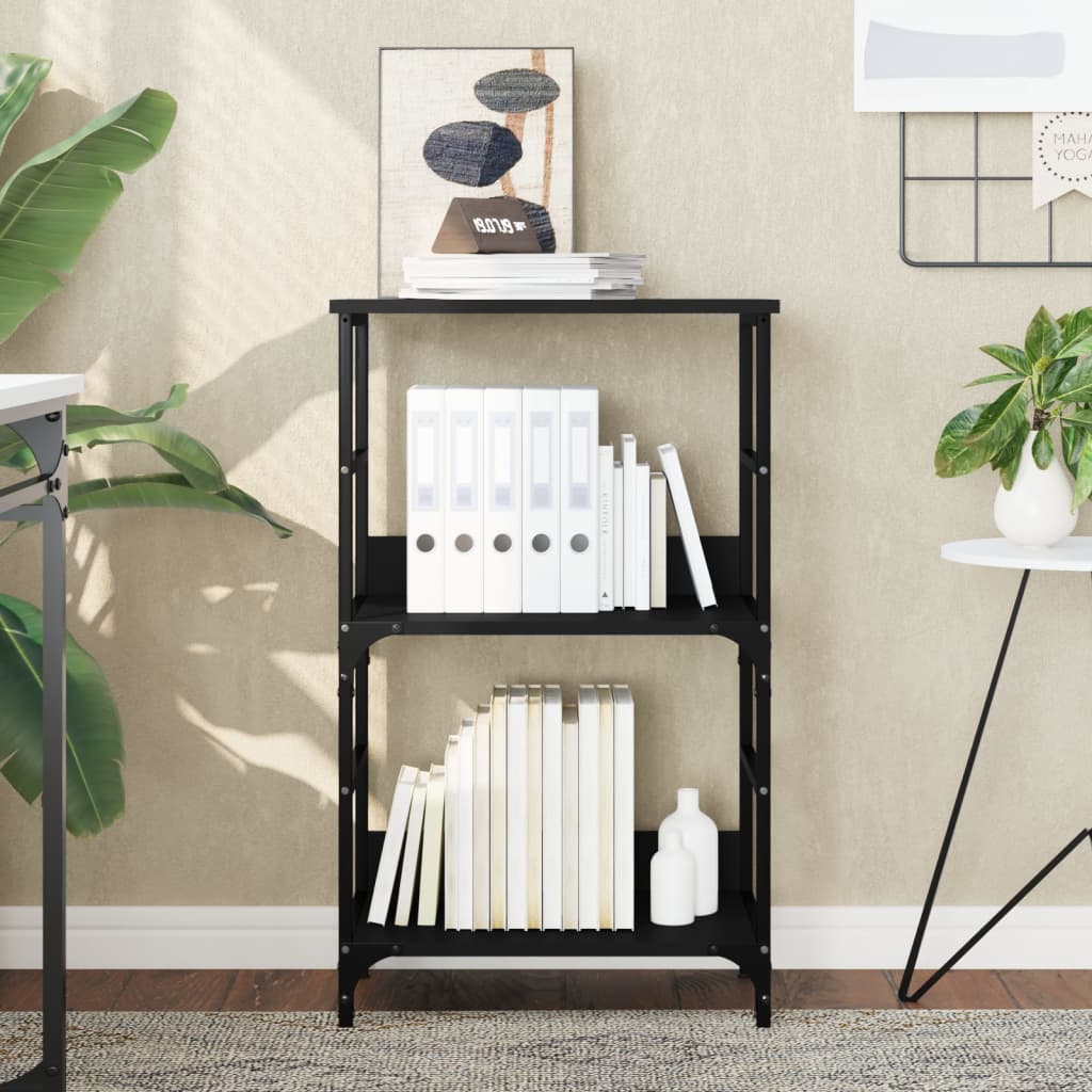 Bibliotecă, negru, 50x33x82 cm, lemn prelucrat
