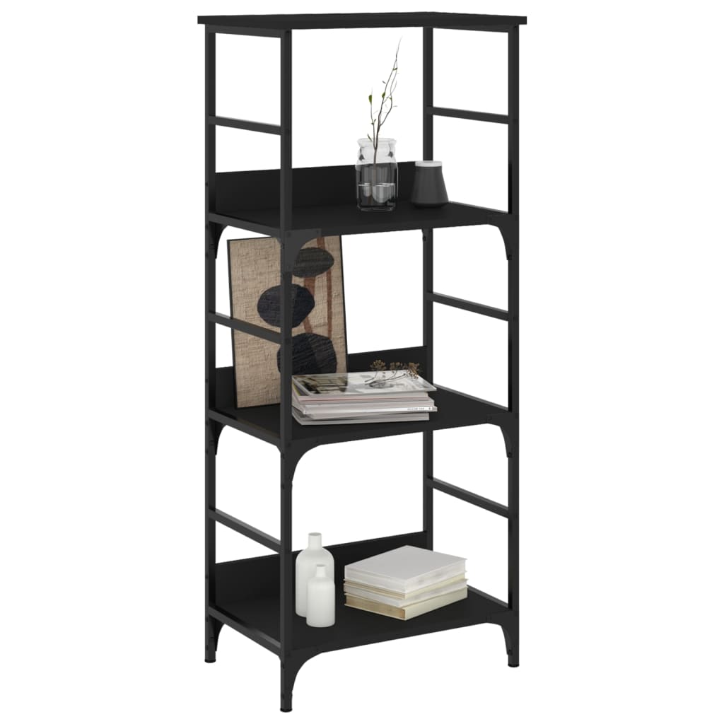 Bibliotecă, negru, 50x33x117,5 cm, lemn prelucrat