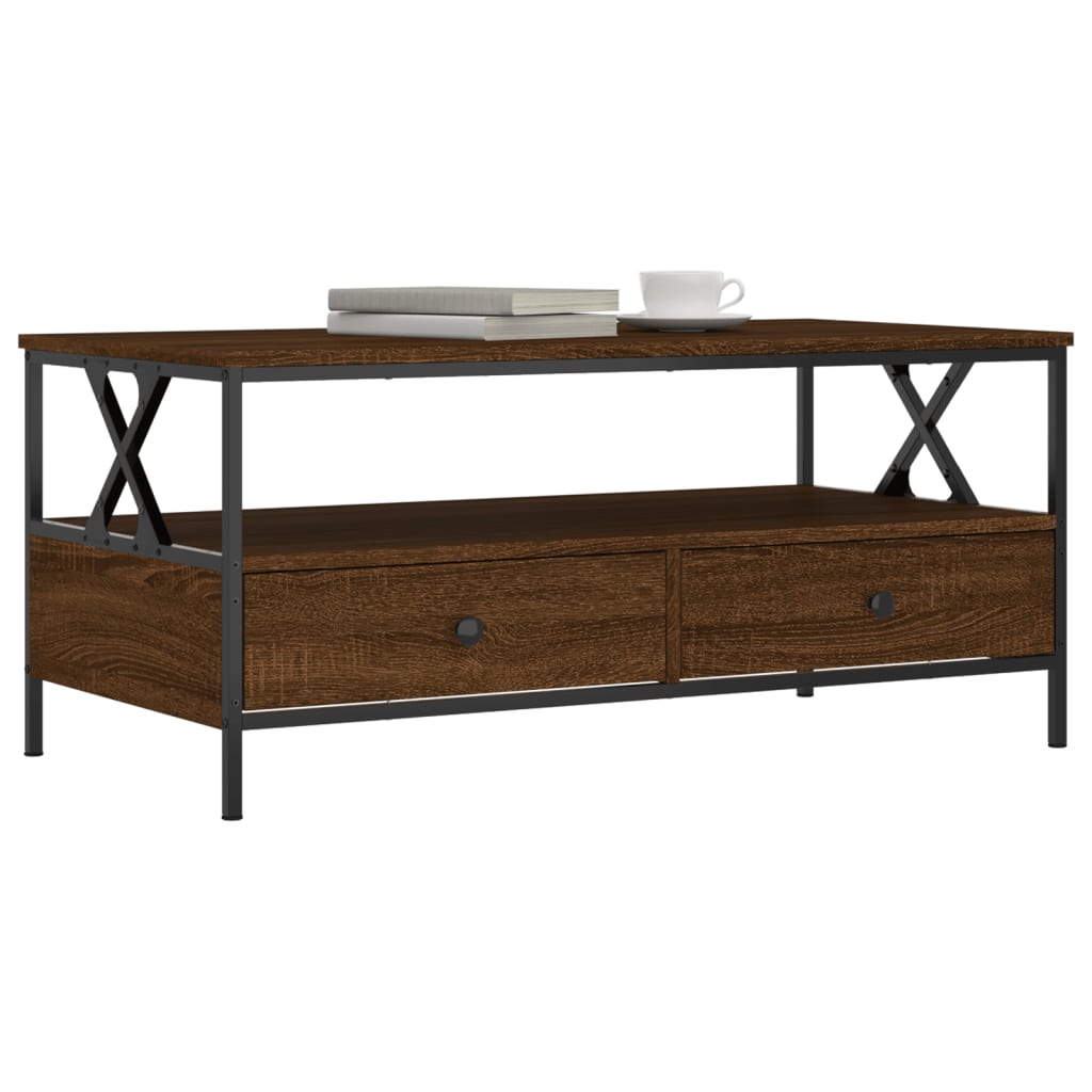 Coffee table, brown oak, 100x51x45 cm, processed wood