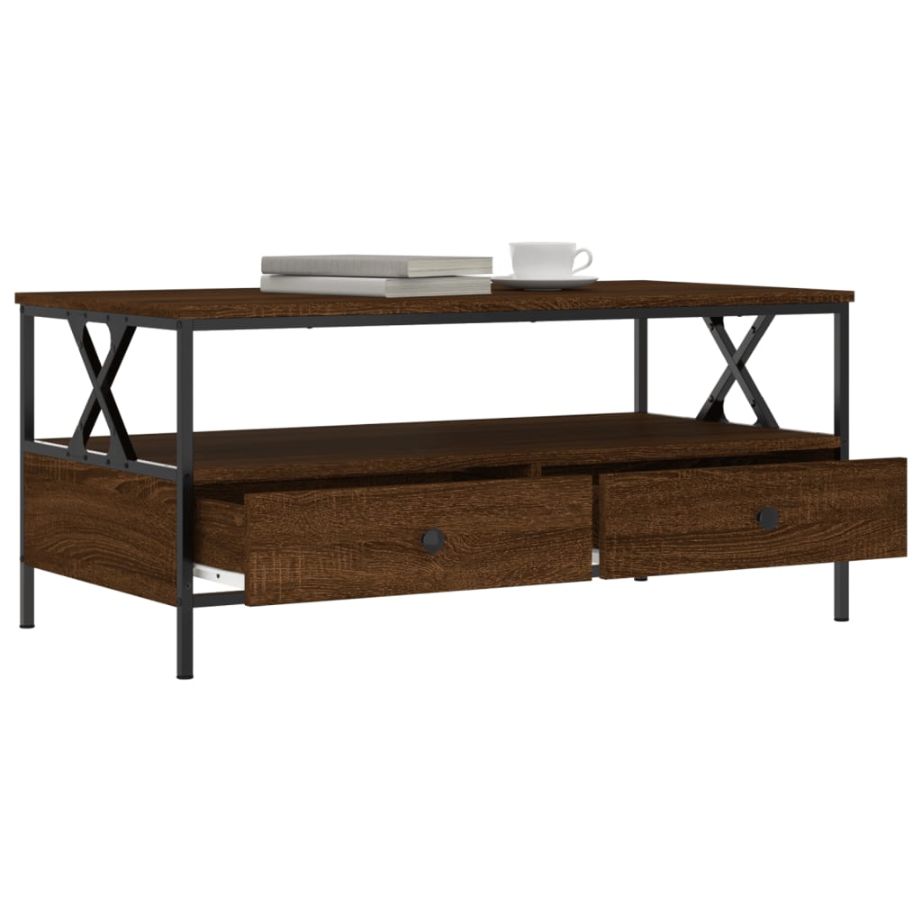 Coffee table, brown oak, 100x51x45 cm, processed wood