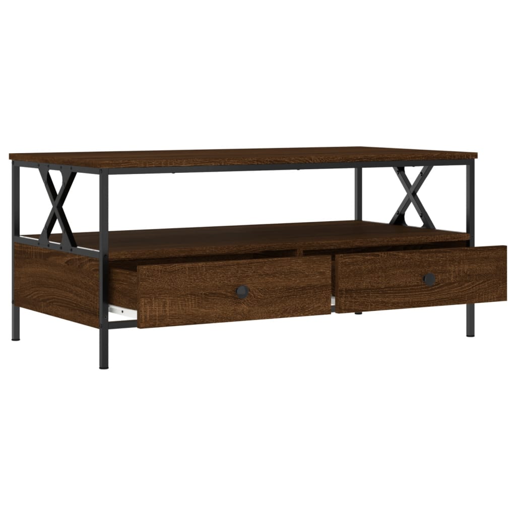 Coffee table, brown oak, 100x51x45 cm, processed wood