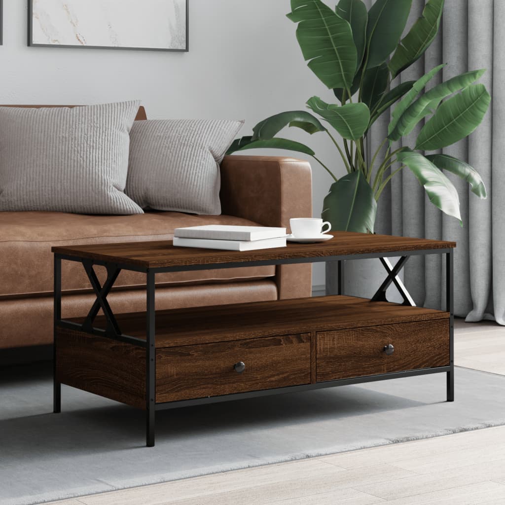 Coffee table, brown oak, 100x51x45 cm, processed wood