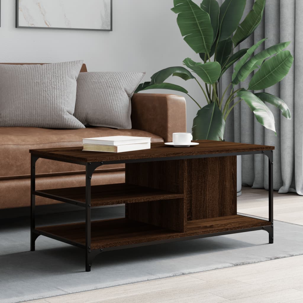 Coffee table, brown oak, 100x50x45 cm, processed wood