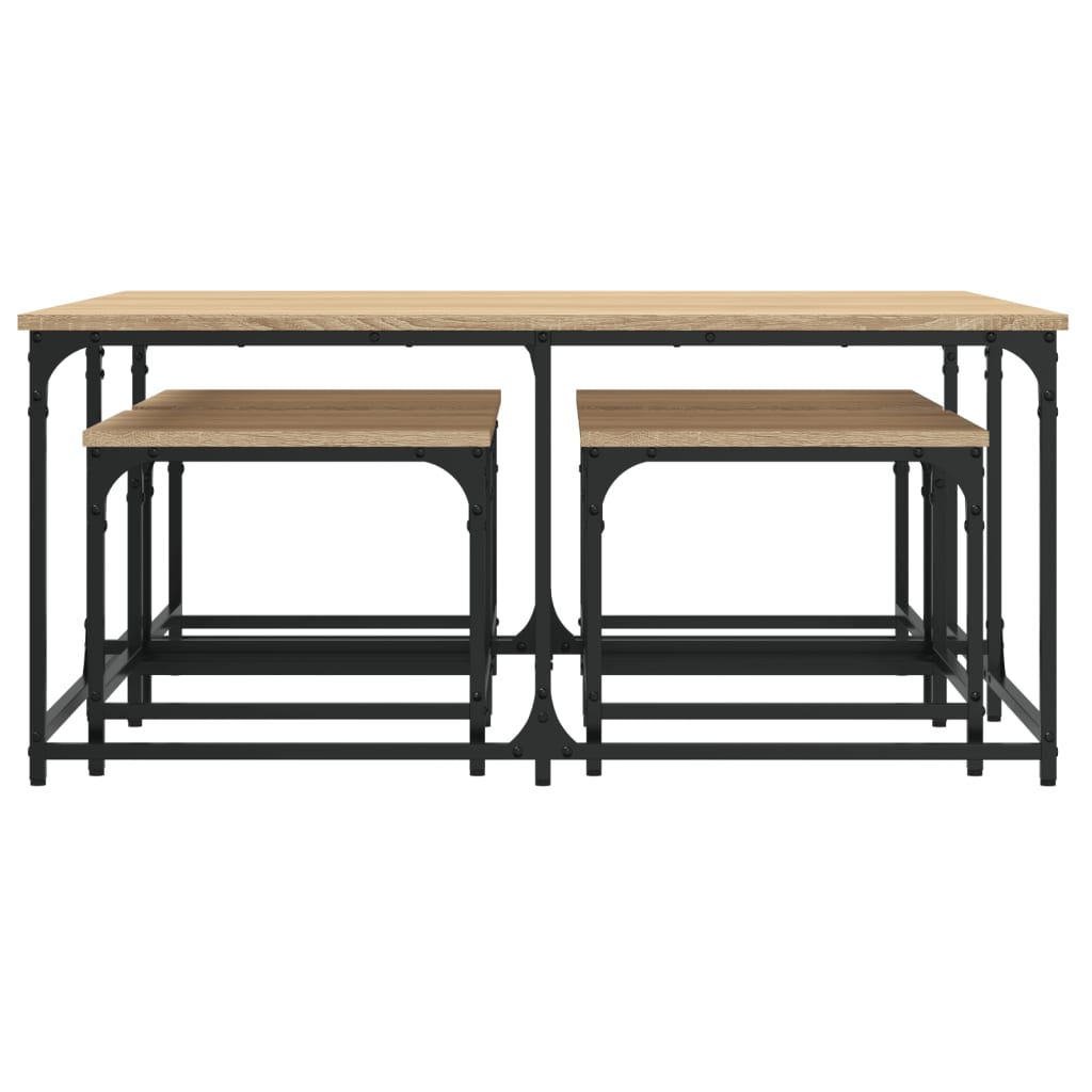 Stackable coffee tables, 5 pcs, sonoma oak, processed wood