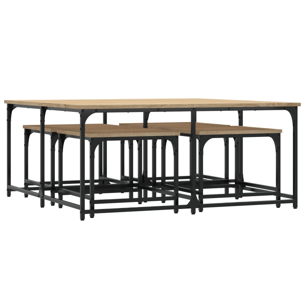 Stackable coffee tables, 5 pcs, sonoma oak, processed wood