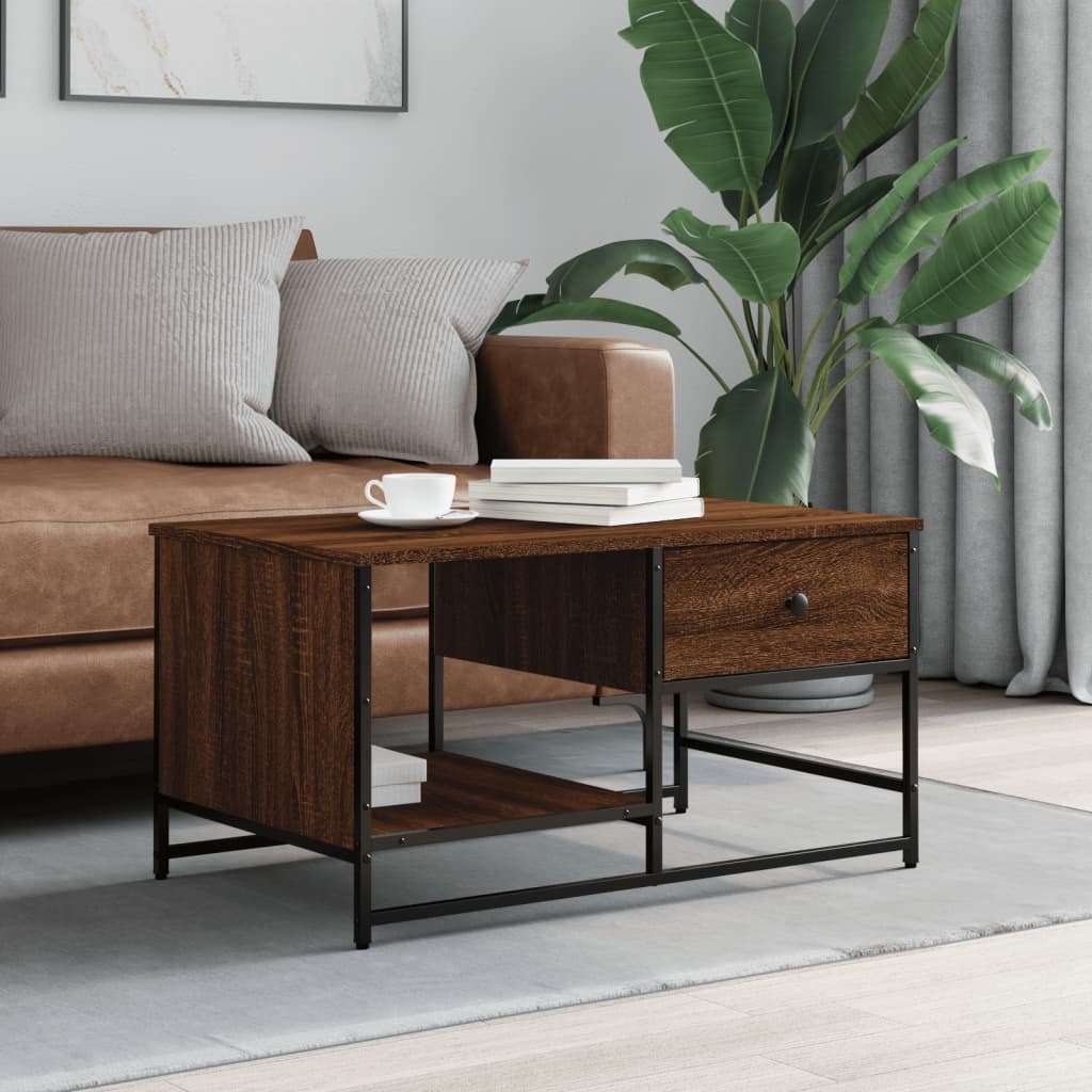 Coffee table, brown oak, 85.5x51x45 cm, processed wood