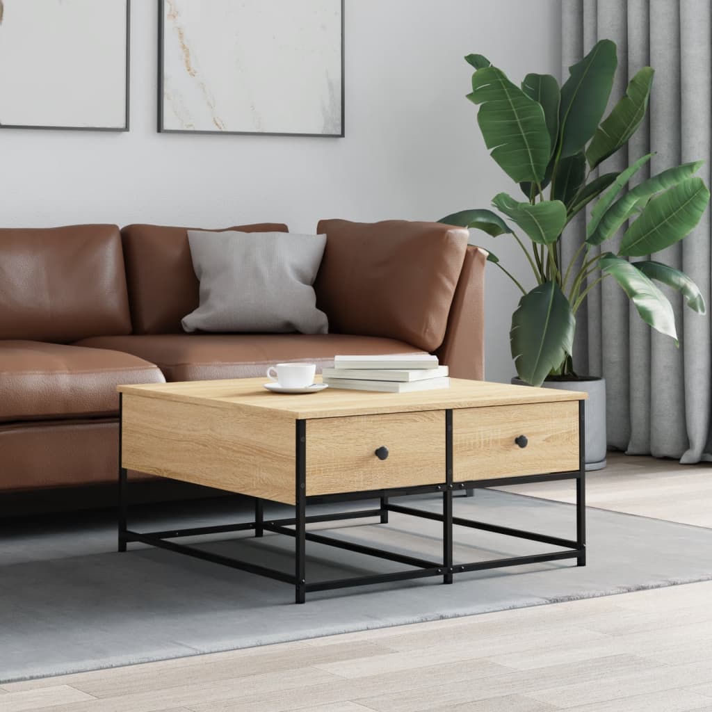 Coffee table, sonoma oak, 80x80x40 cm, processed wood