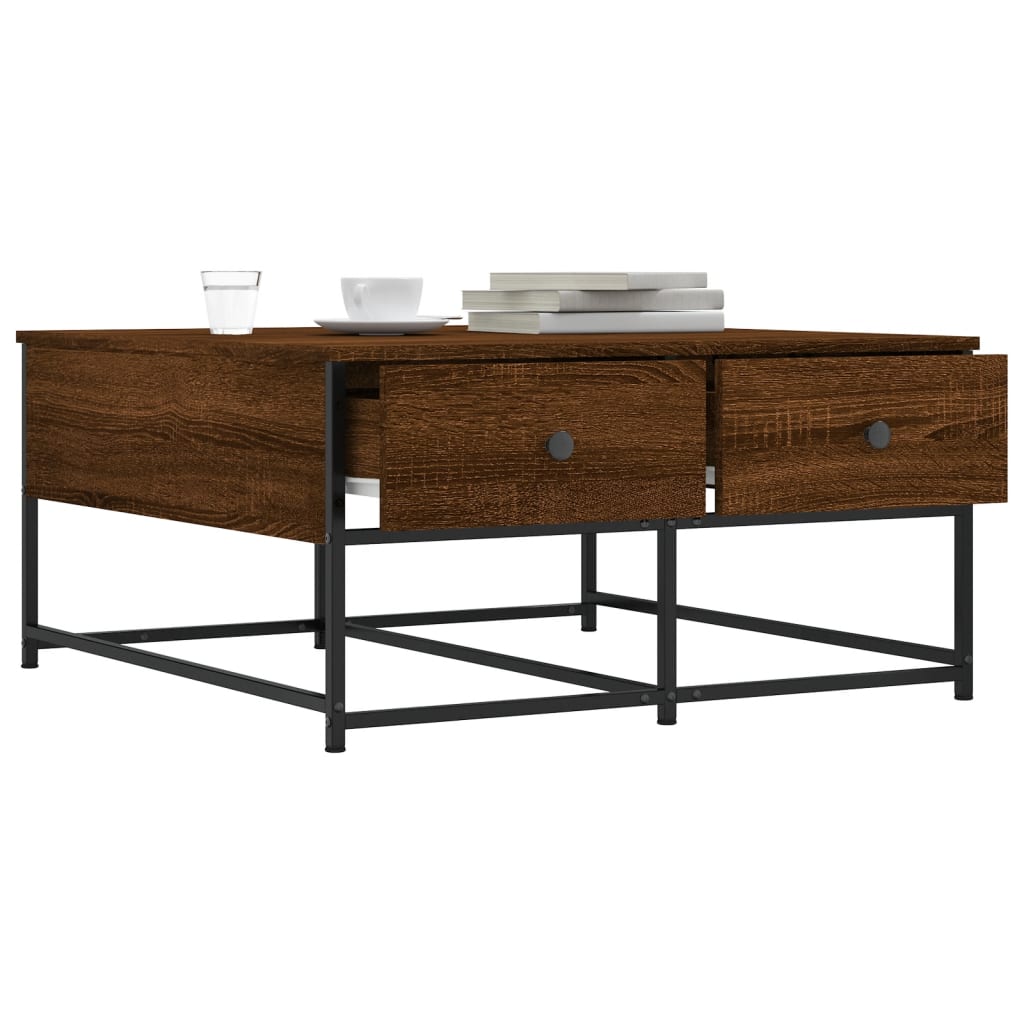 Coffee table, brown oak, 80x80x40 cm, processed wood