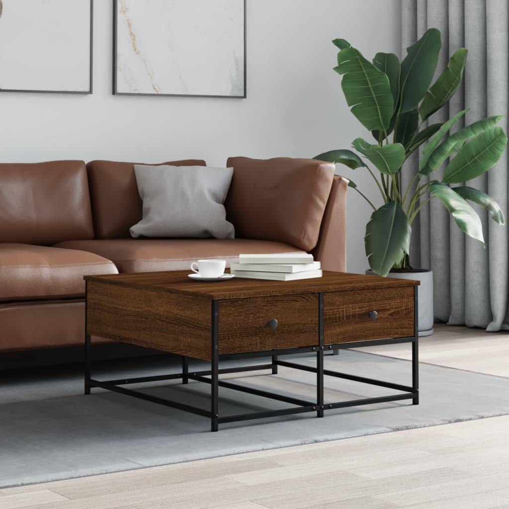 Coffee table, brown oak, 80x80x40 cm, processed wood