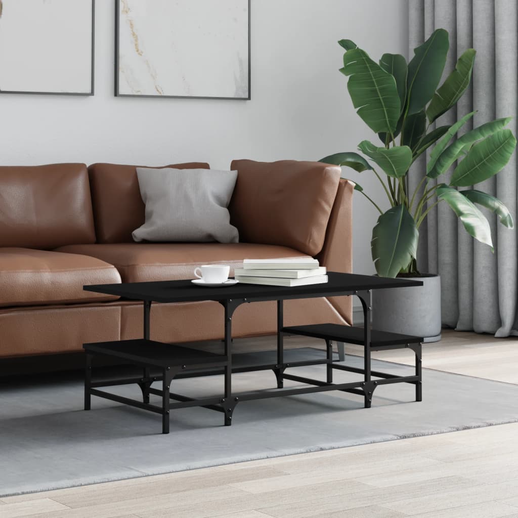 Coffee table, black, 100x50.5x40 cm, processed wood