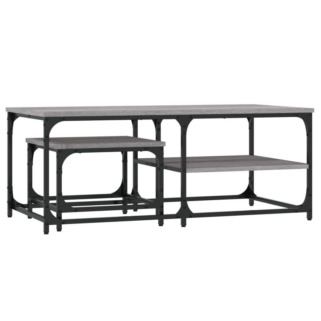 Stackable coffee tables, 2 pcs, sonoma gray, processed wood