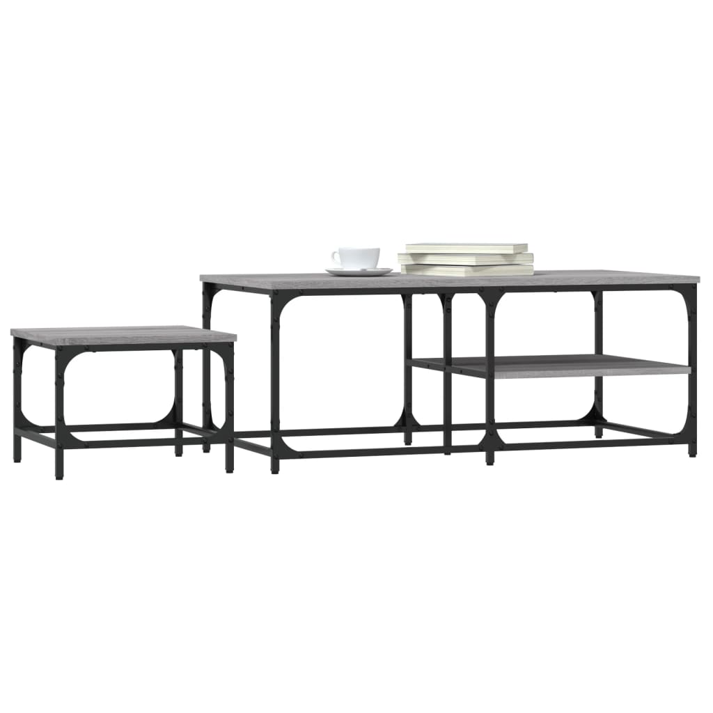 Stackable coffee tables, 2 pcs, sonoma gray, processed wood