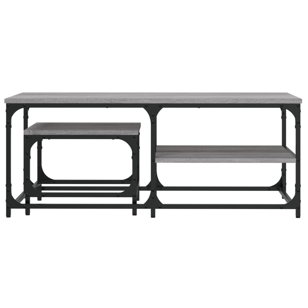 Stackable coffee tables, 2 pcs, sonoma gray, processed wood