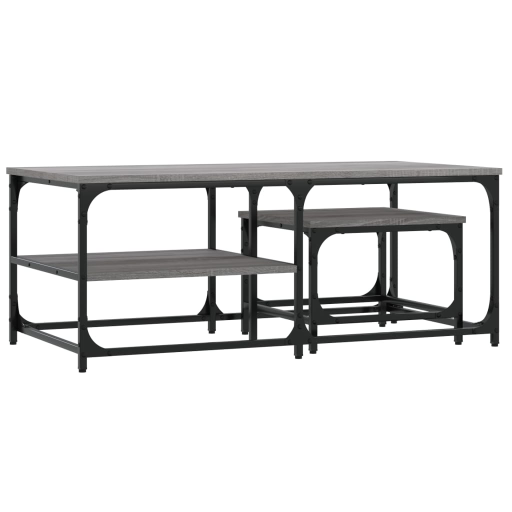 Stackable coffee tables, 2 pcs, sonoma gray, processed wood
