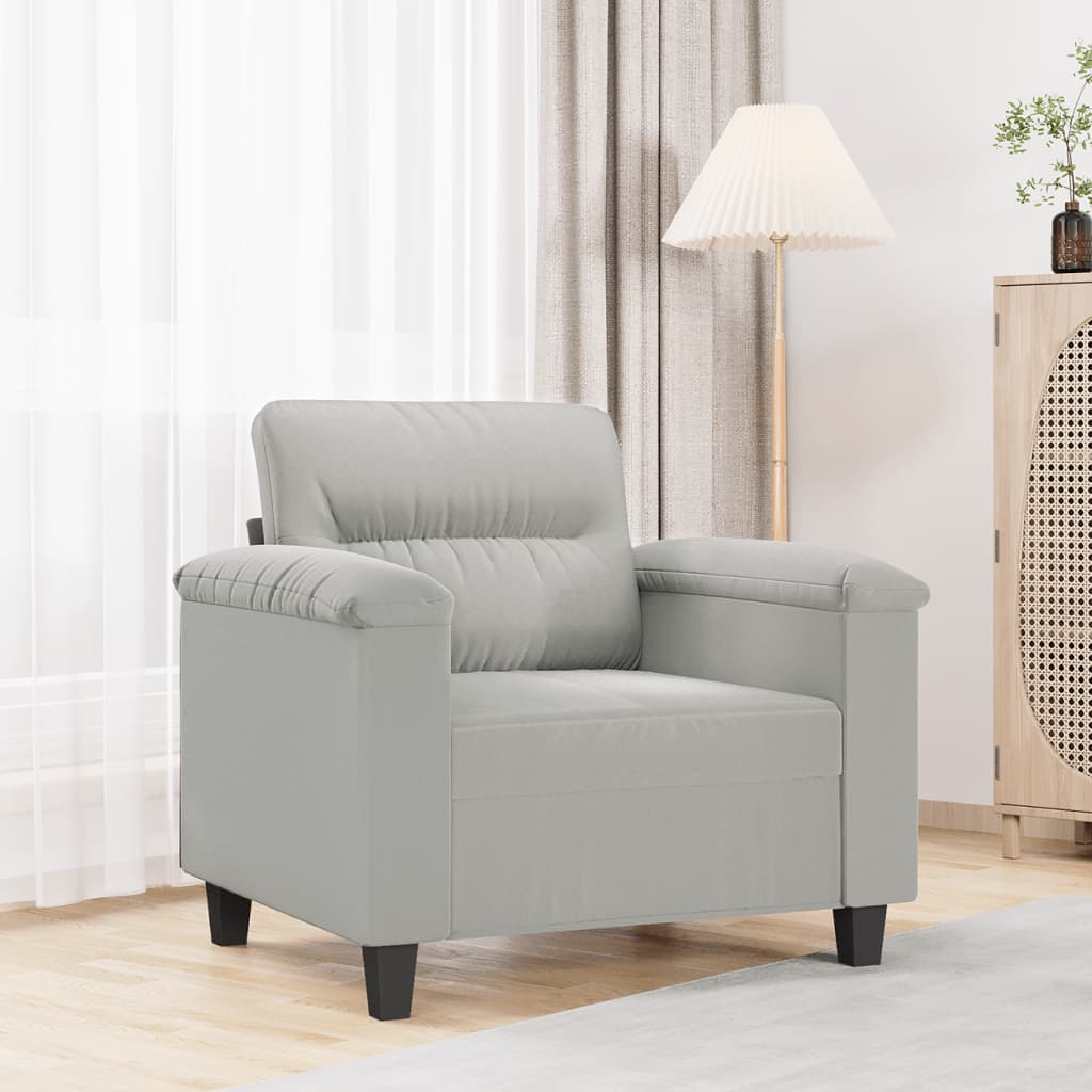 Sofa armchair, light grey, 60 cm, microfiber fabric