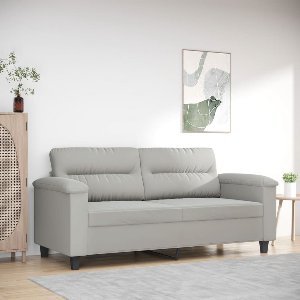 2-seater sofa, light grey, 140 cm, microfiber fabric
