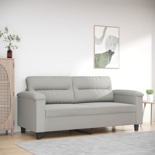 Canapea cu 2 locuri, gri deschis, 140 cm, țesătură microfibră