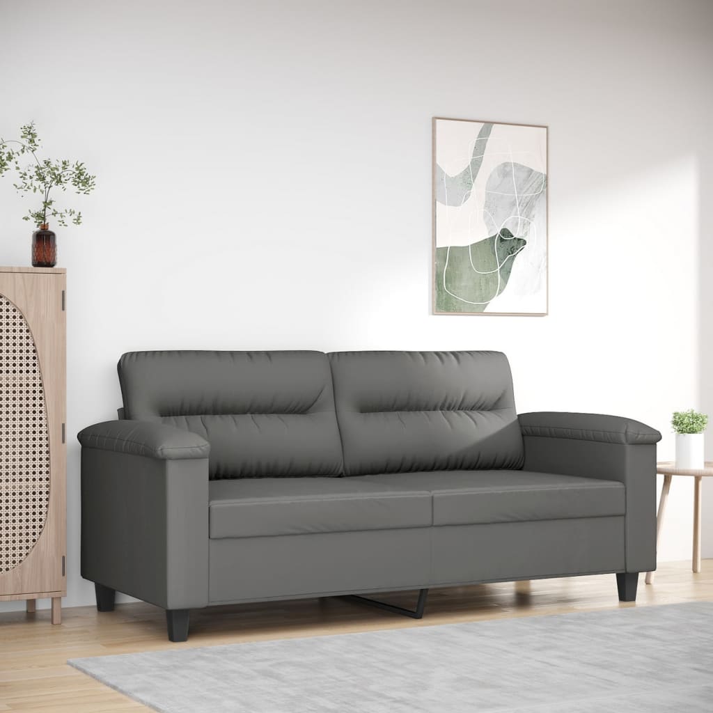 2-seater sofa, dark grey, 140 cm, microfiber fabric