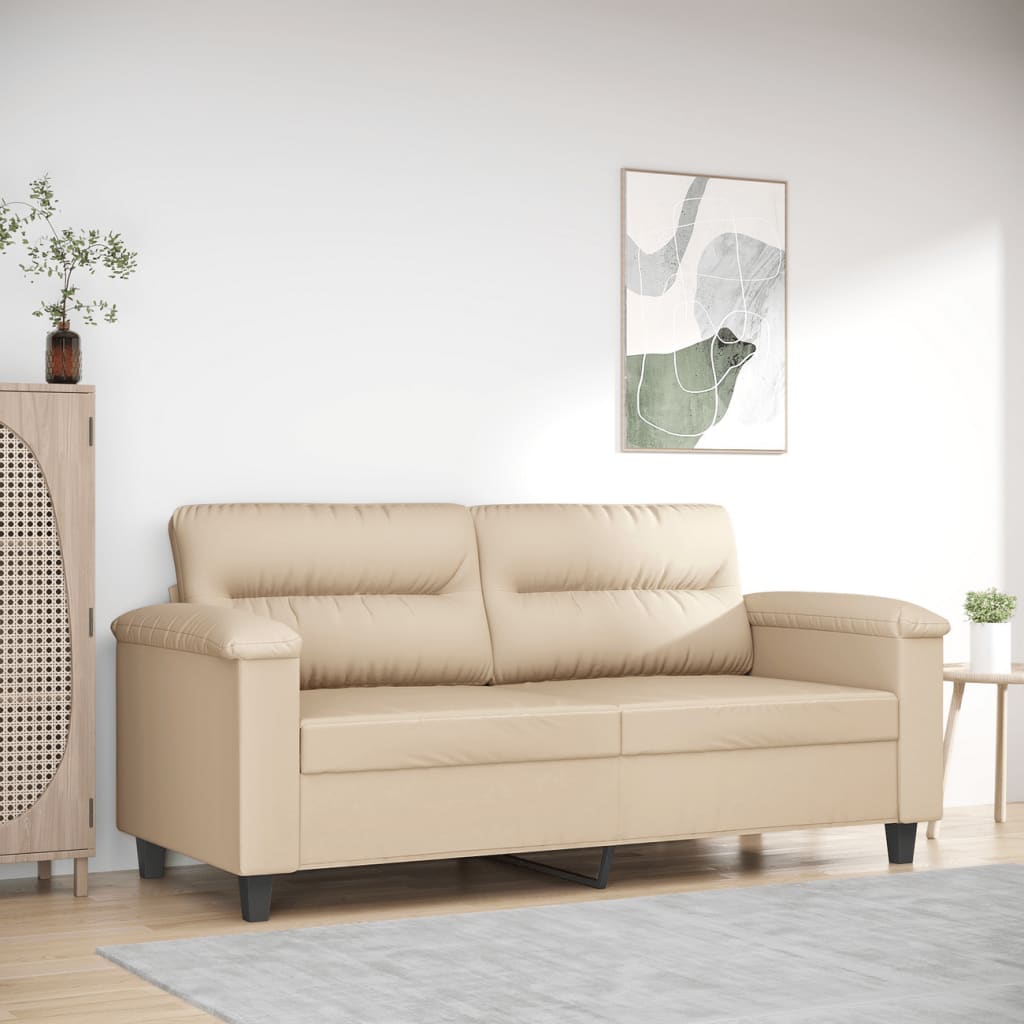 Canapea cu 2 locuri, crem, 140 cm, țesătură microfibră