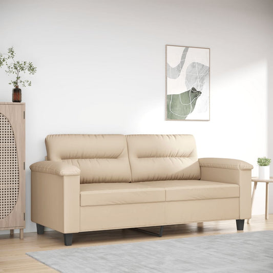 Canapea cu 2 locuri, crem, 140 cm, țesătură microfibră