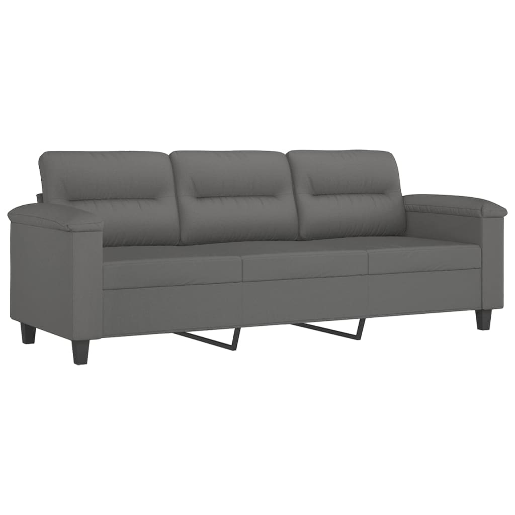 3-seater sofa, dark grey, 180 cm, microfiber fabric