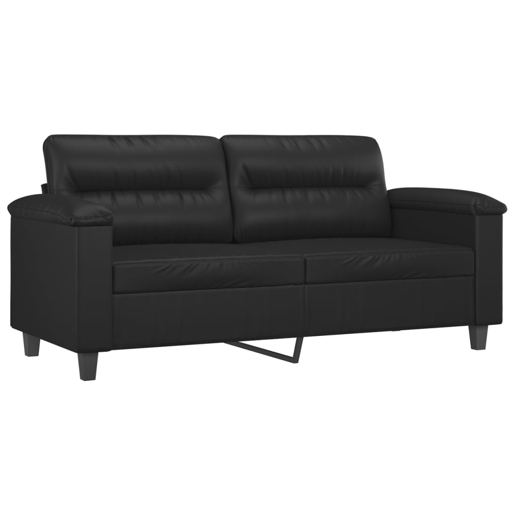 2-seater sofa, black, 140 cm, ecological leather