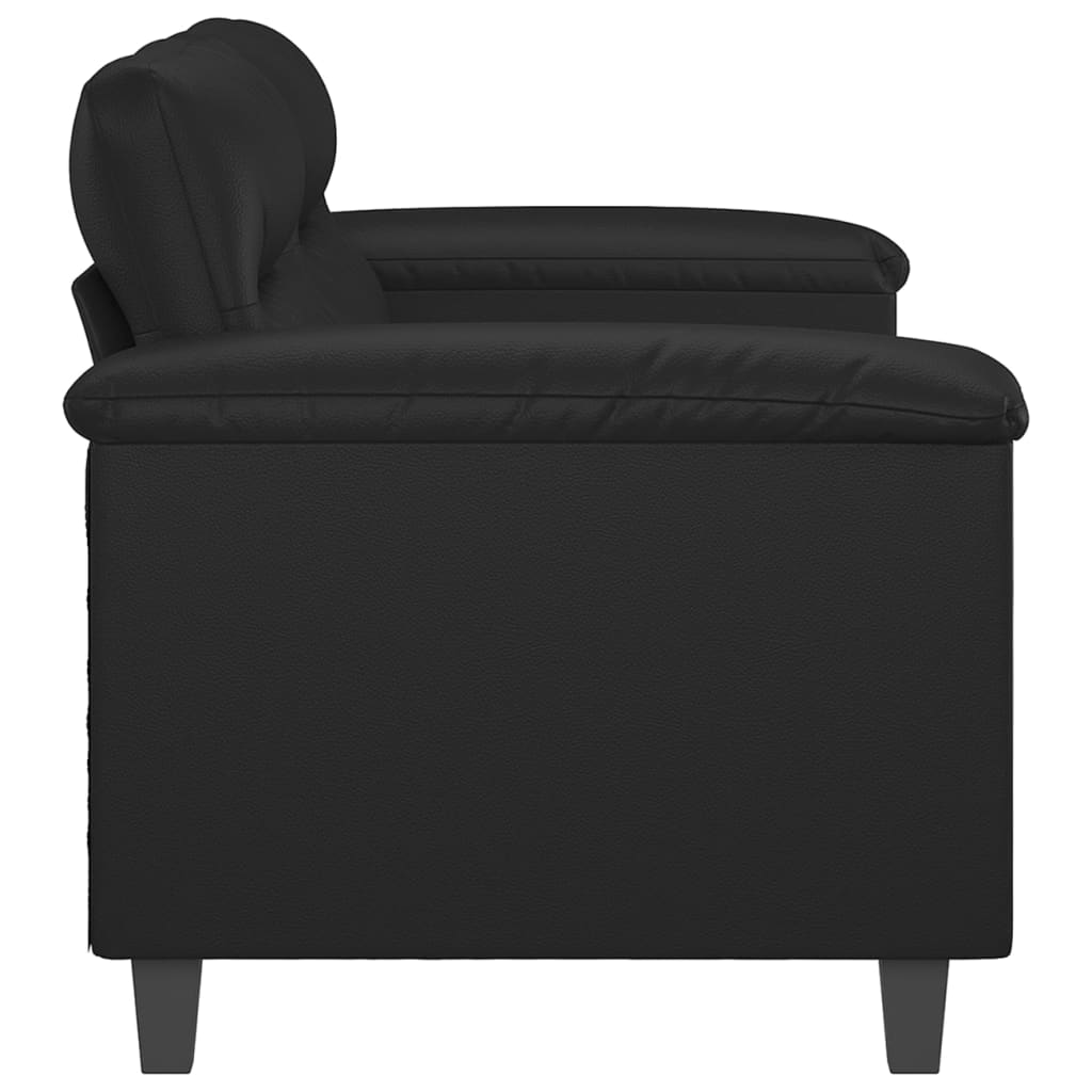 2-seater sofa, black, 140 cm, ecological leather